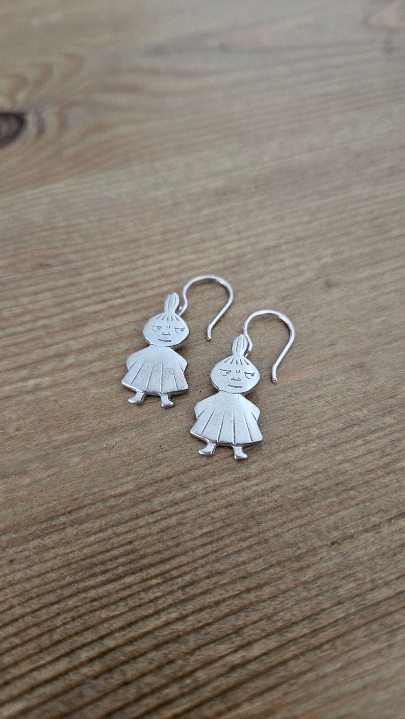 Moomin's Little My Pikku Myy Earrings Vintage Silver 925 Jewelry zdjęcie 2