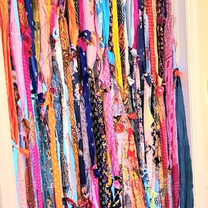 Rag curtains, boho rag curtains,Gypsy rag curtains, India rag curtains Gypsy rag tie curtains, boho curtains, sari silk curtains handmade