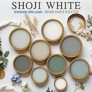 Shoji White Home Paint Palette Sherwin Williams Whole House Color Scheme Trendy Interior Paint Design Japandi Minimalist Modern Cottagecore
