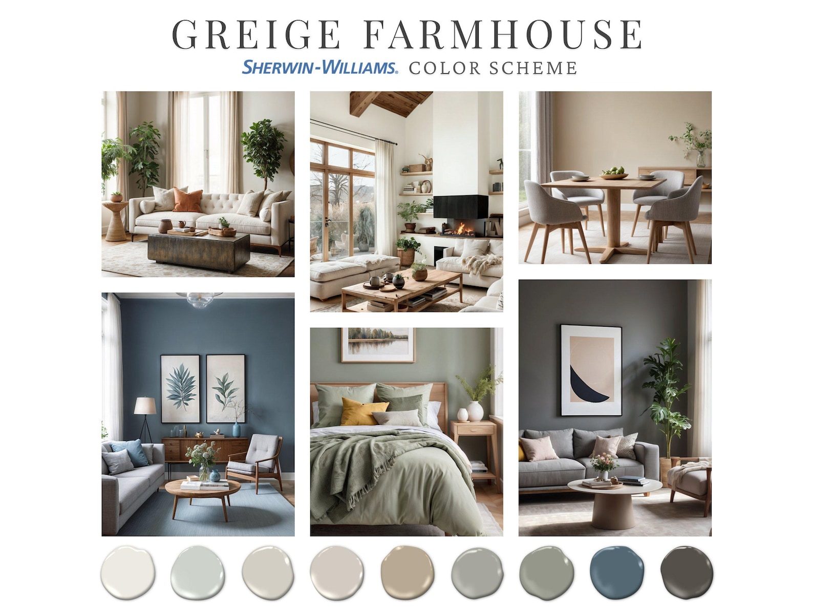 Sherwin Williams Greige Farmhouse Home Paint Palette Warm Neutrals ...