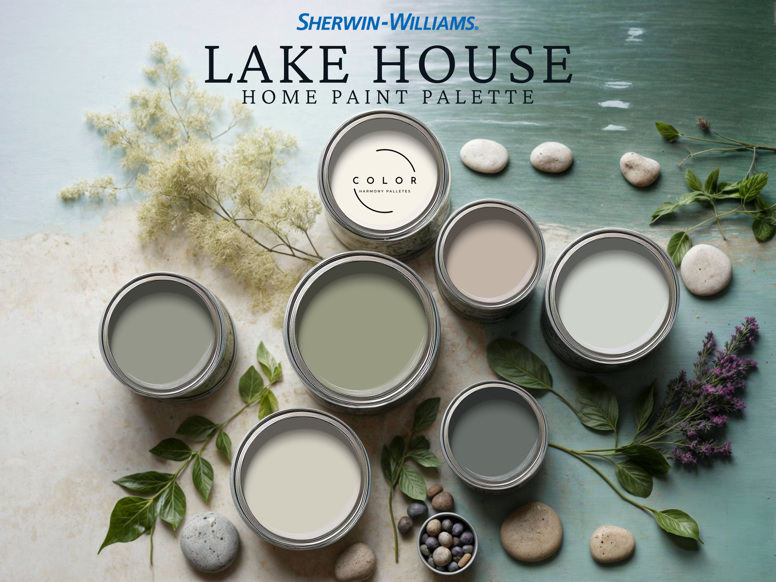 Lake House Home Paint Palette, Sherwin Williams 2024 Inspired, Whole ...