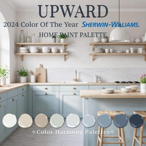 Sherwin Williams Upward 2024 Color Of The Year Home Paint Palette  Whole House Color Scheme Interior Design Modern Farmhouse Calm Coastal