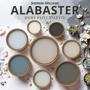 Alabaster Home Paint Palette Sherwin Williams Whole House Color Scheme Guide Trendy Interior Design Modern Neutral Farmhouse Cottage Country