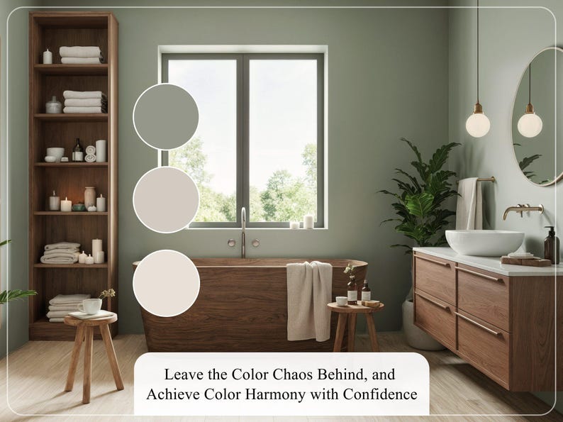 Evergreen Fog Home Paint Palette, Sherwin Williams 2024 Inspired, Whole House Color Scheme, Trend Interior Paint Design, Farmhouse & Cottage image 6