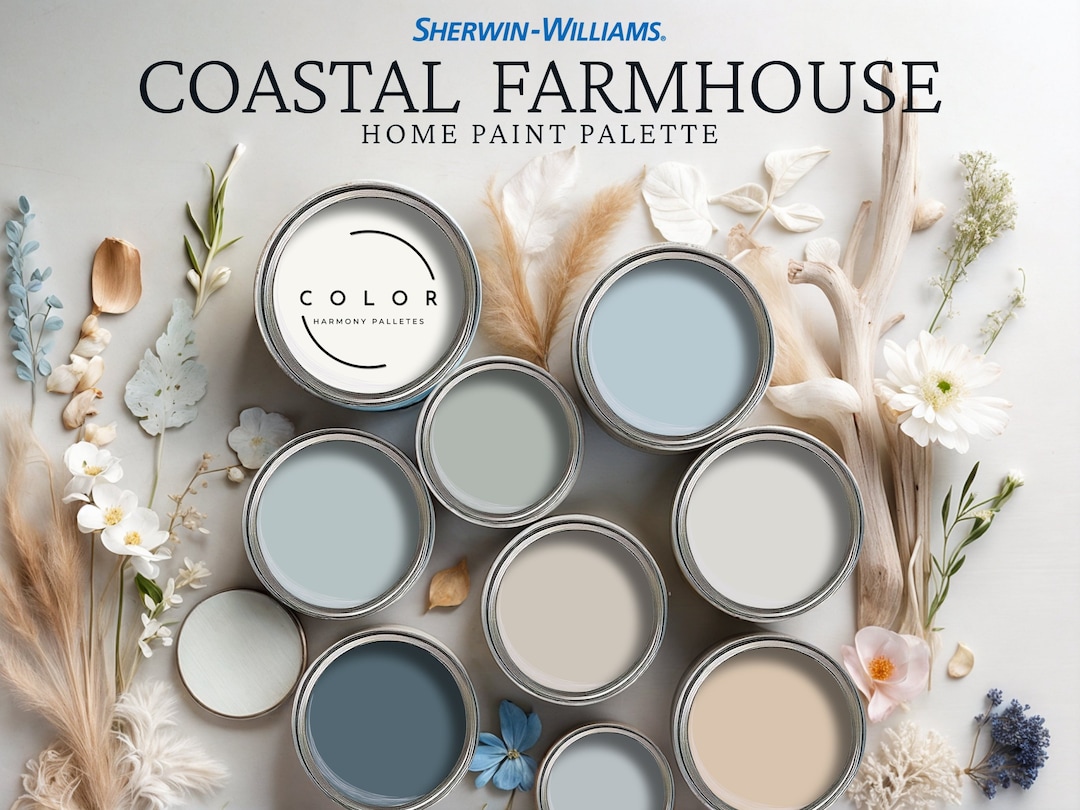 Coastal Farmhouse Home Paint Palette Sherwin Williams Complementary ...