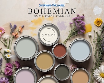 Bohemian Home Paint Palette  Sherwin Williams 2024   Whole Home Decor Color Schemes   Interior Design Inspiration   Vibrant Boho Style Guide