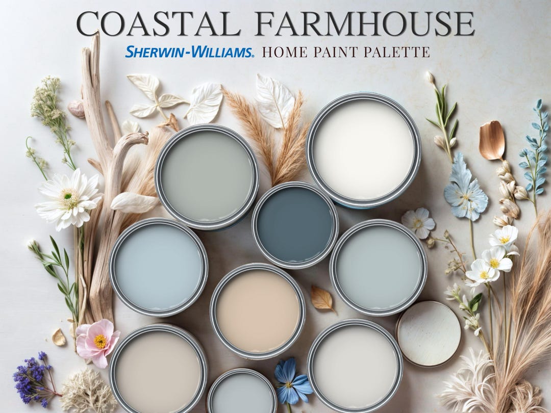 Coastal Farmhouse Home Paint Palette Sherwin Williams Complementary ...