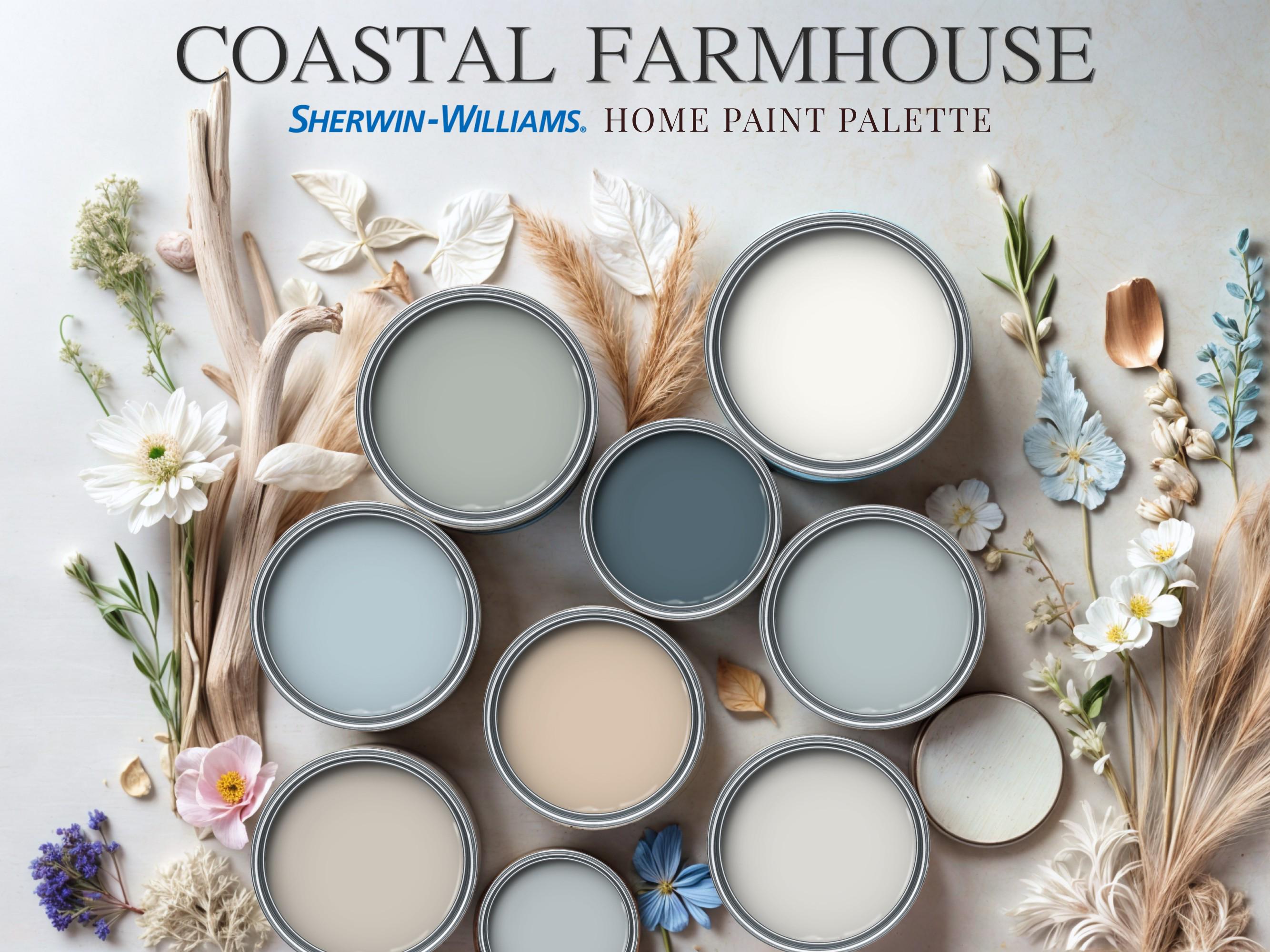 Coastal Farmhouse Home Paint Palette Sherwin Williams Complementary ...