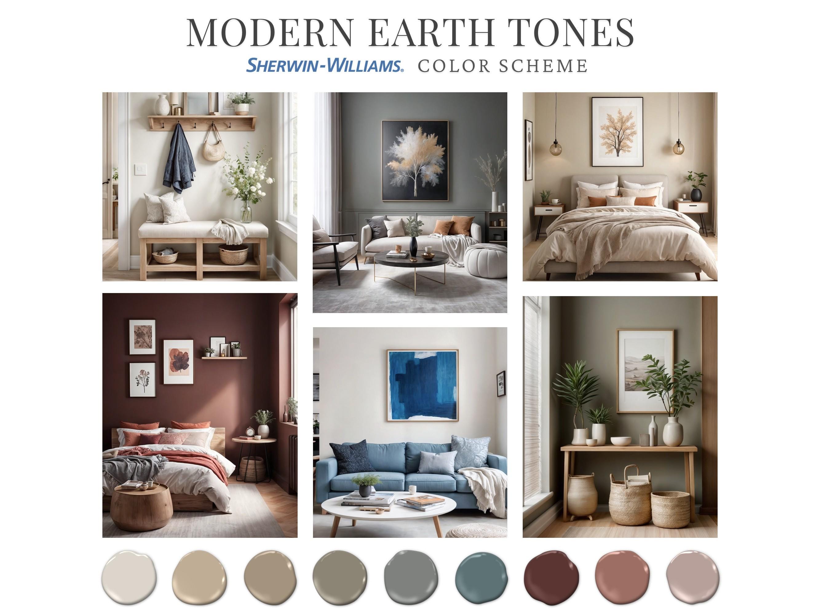 Modern Earth Tones Sherwin Williams Home Paint Palette Guide Whole ...