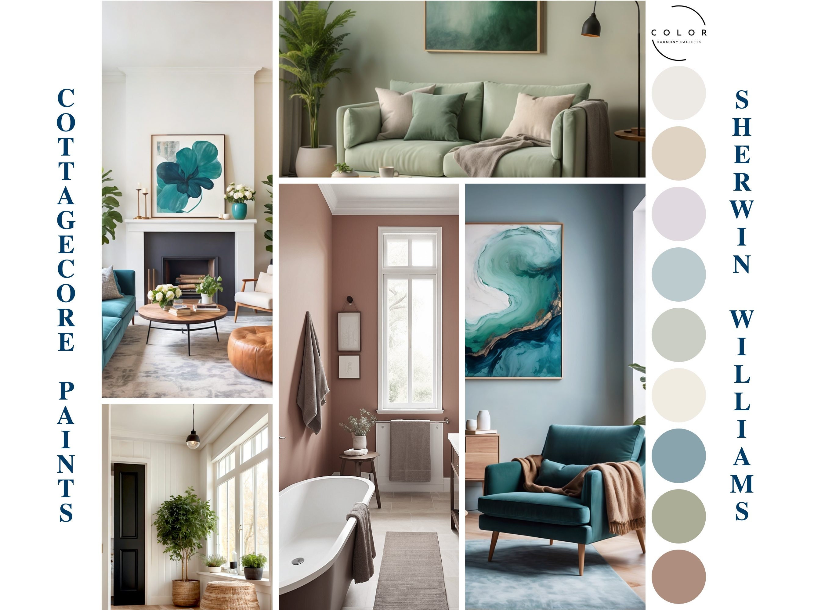Cottagecore Home Paint Palette, Sherwin Williams 2024 Inspired, Whole ...