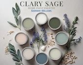 Clary Sage Home Paint Palette, Sherwin Williams 2025 Inspired, Whole House Color Scheme, Trendy Interior Paint Design, Farmhouse & Cottage