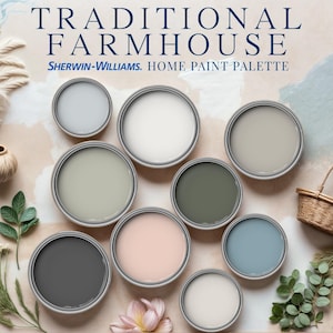 Traditional Farmhouse Home Paint Palette Sherwin Williams Whole House Color Scheme Trend Interior Design Modern Countryside Natural Cottage