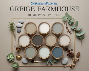 Sherwin Williams Greige Farmhouse Home Paint Palette Warm Neutrals  Paint Colors for Whole House Interior Design Coordinating Color Scheme