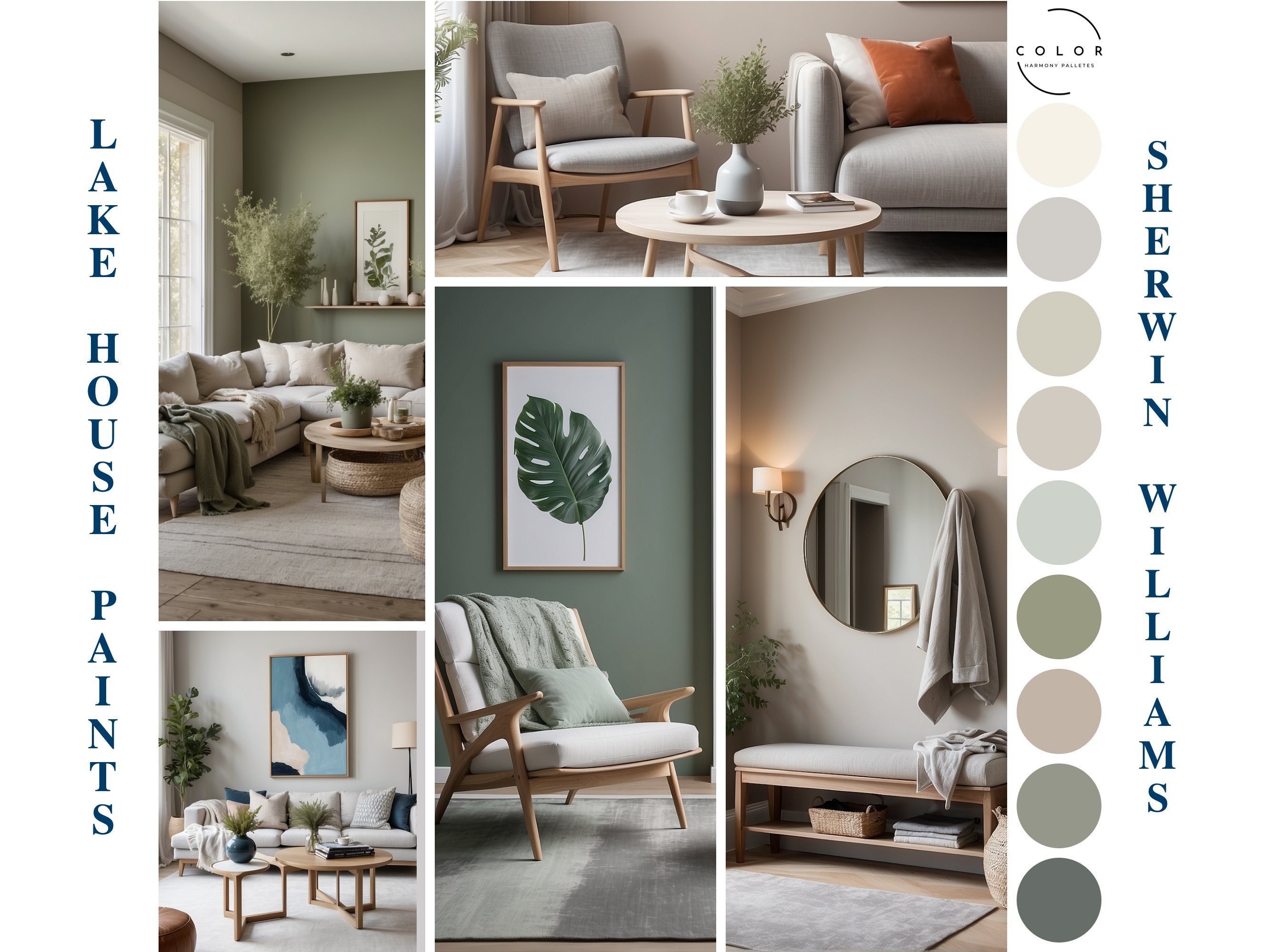 Lake House Home Paint Palette, Sherwin Williams 2024 Inspired, Whole ...