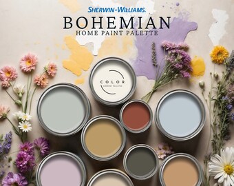 Bohemian Home Paint Palette  Sherwin Williams 2024   Whole Home Decor Color Schemes   Interior Design Inspiration   Vibrant Boho Style Guide