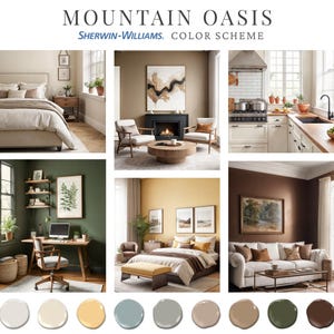 Mountain Oasis Home Paint Palette Colors Sherwin Williams Modern Neutral Warm Color Scheme Interior Wall Design Guide Cozy Farmhouse Cottage image 2