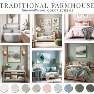 Traditional Farmhouse Home Paint Palette Sherwin Williams Whole House ...