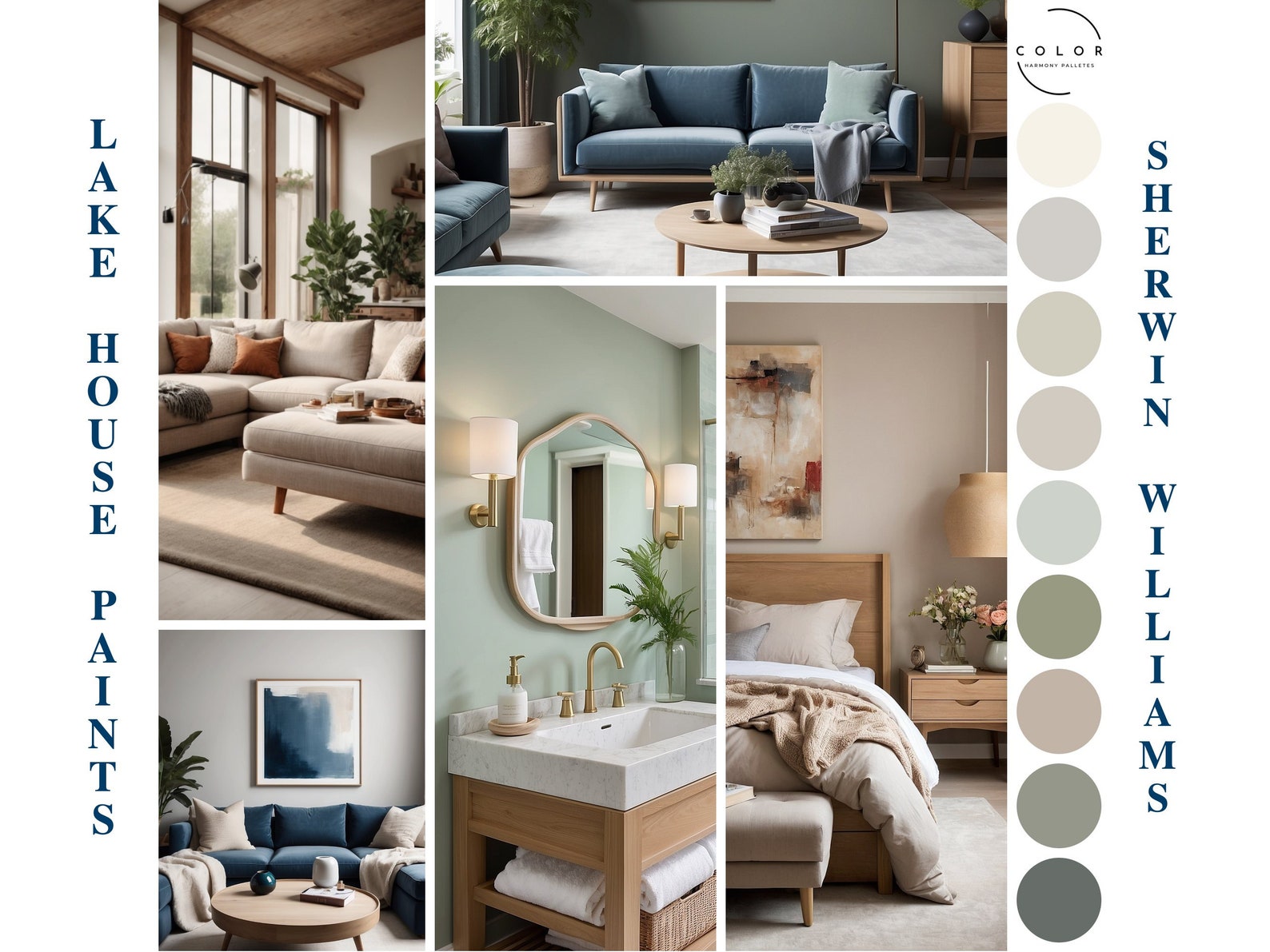 Lake House Home Paint Palette, Sherwin Williams 2024 Inspired, Whole ...