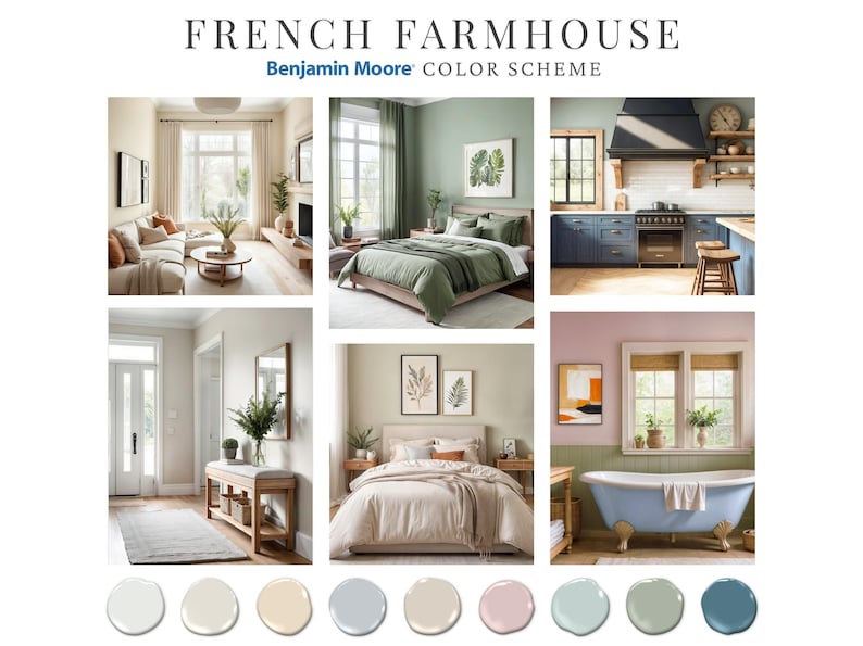 French Farmhouse Benjamin Moore Home Paint Palette Whole House Color ...