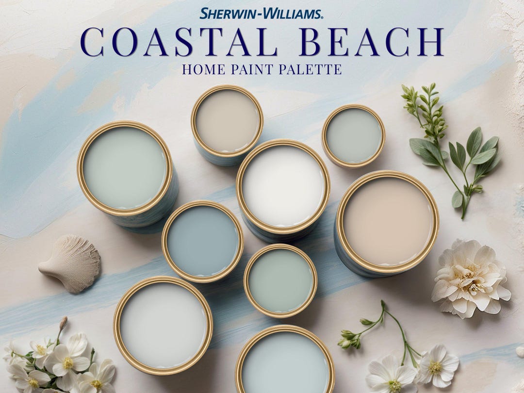 Coastal Beach Home Paint Palette Sherwin Williams Whole House Color ...
