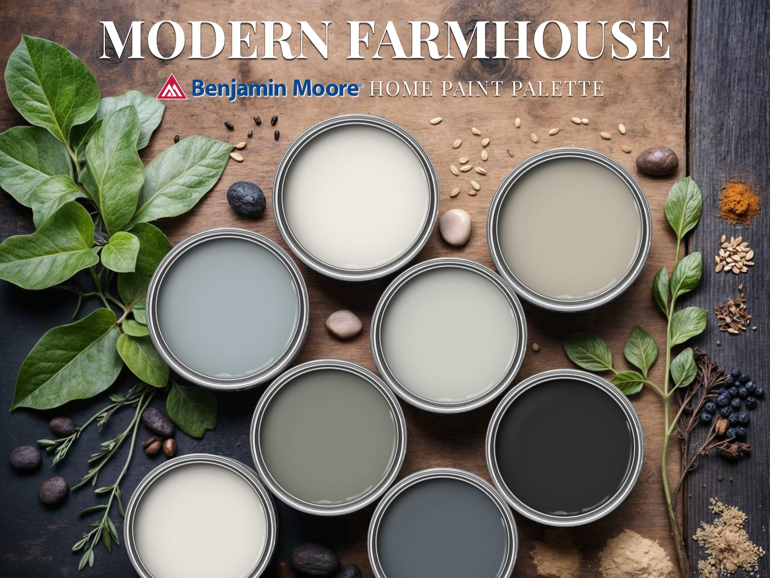 Modern Farmhouse Benjamin Moore Home Paint Palette Whole House Color ...
