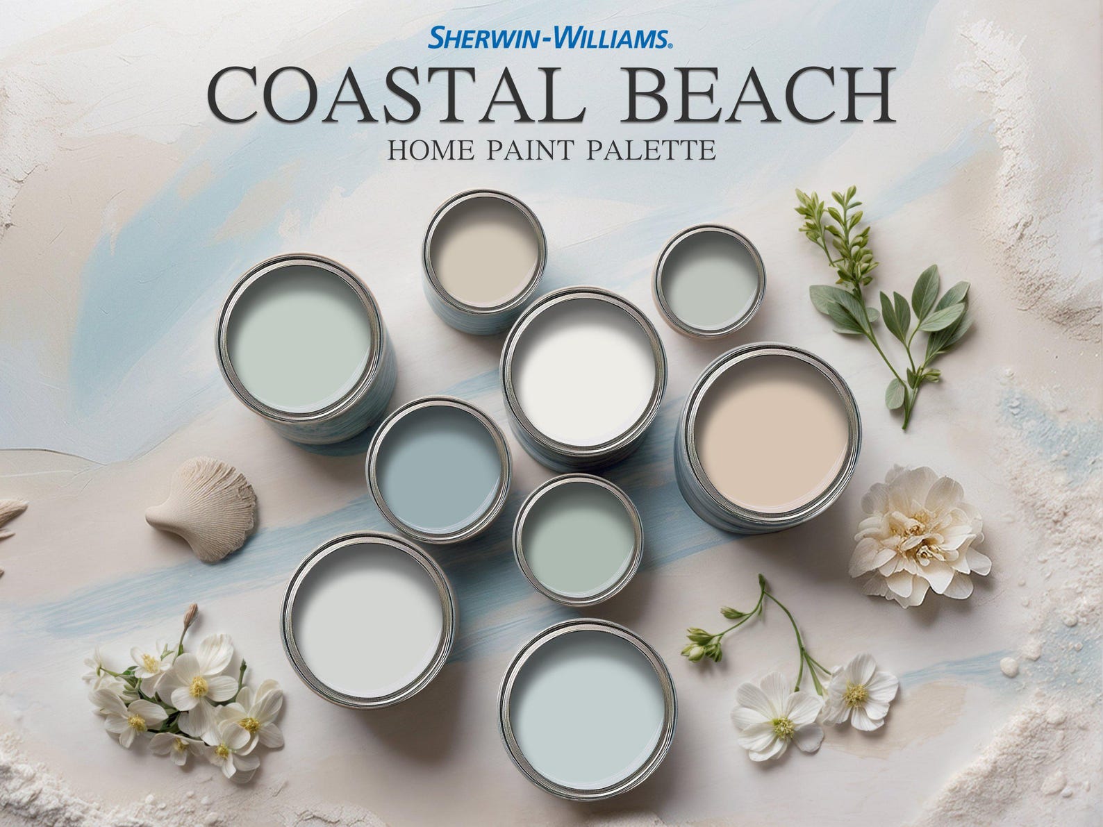 Coastal Beach Home Paint Palette Sherwin Williams Whole House Color ...