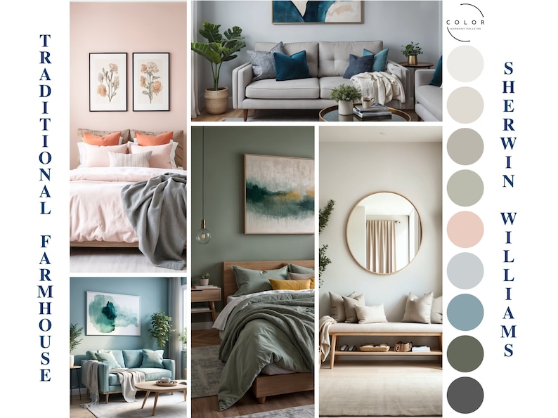Traditional Farmhouse Home Paint Palette Sherwin Williams Whole House ...
