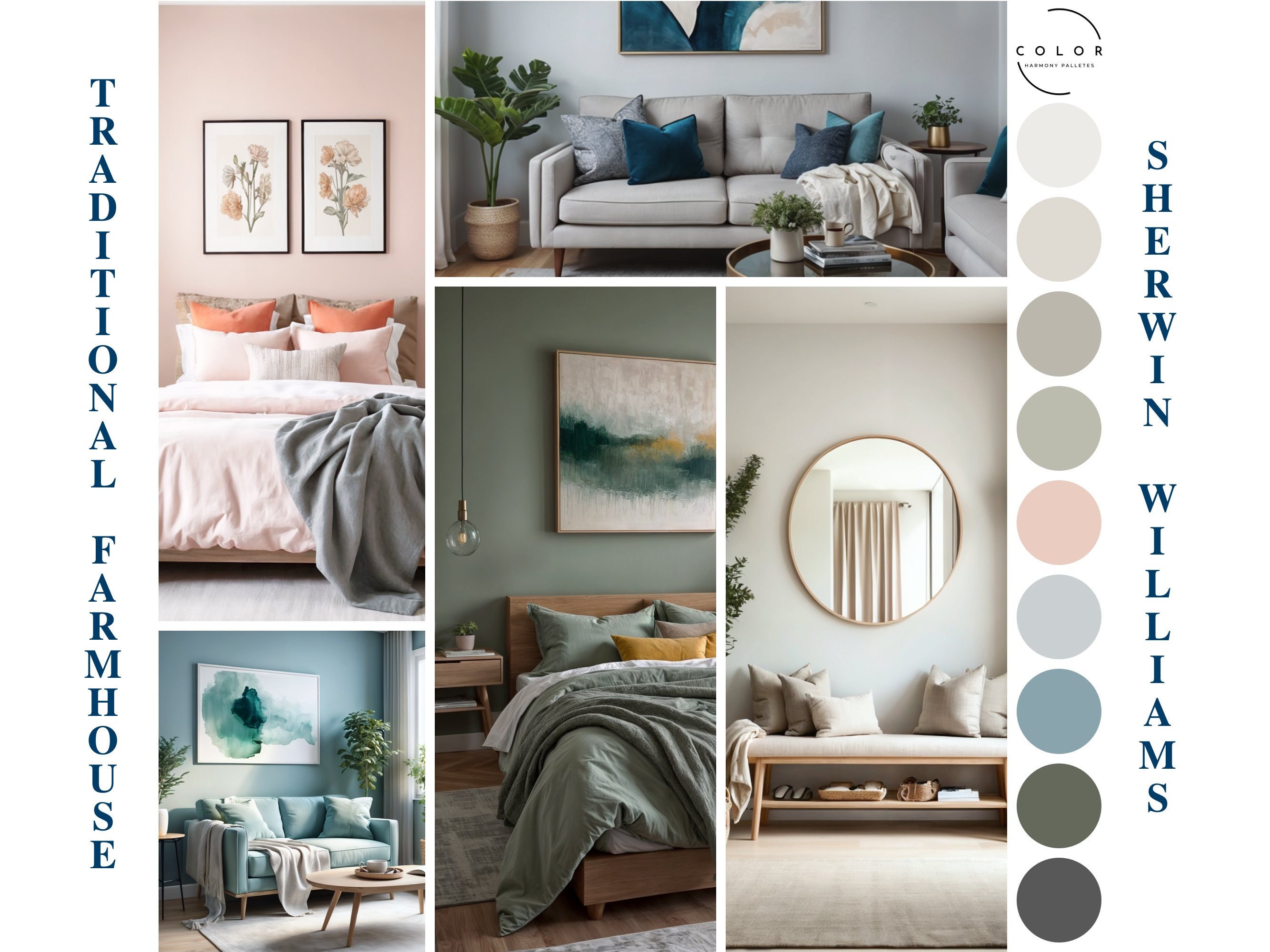 Traditional Farmhouse Home Paint Palette, Sherwin Williams, Whole House ...