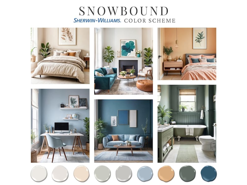 Snowbound Sherwin Williams Home Paint Palette Whole House Color Scheme ...