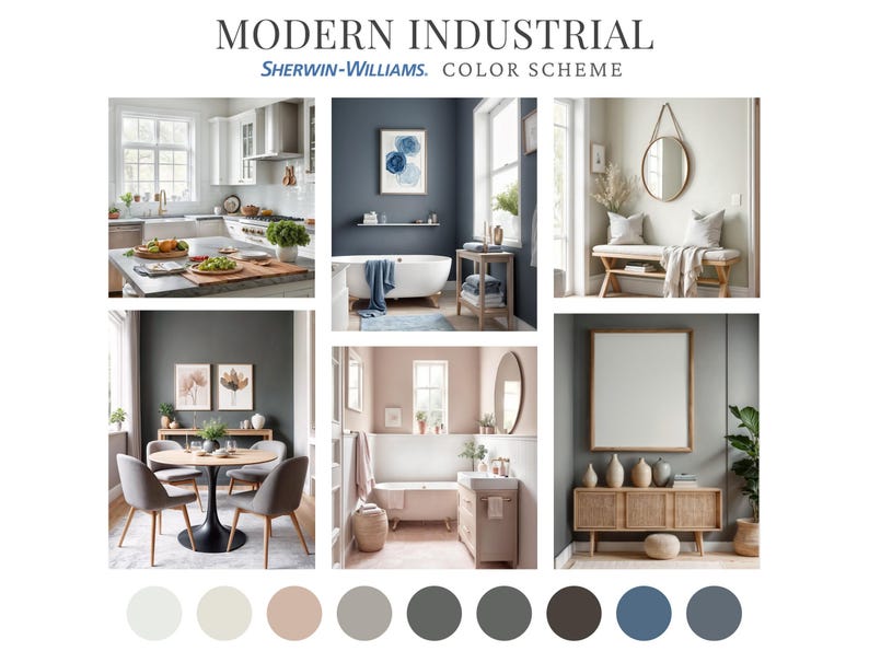 Modern Industrial Sherwin Williams Home Paint Palette Whole House Color ...