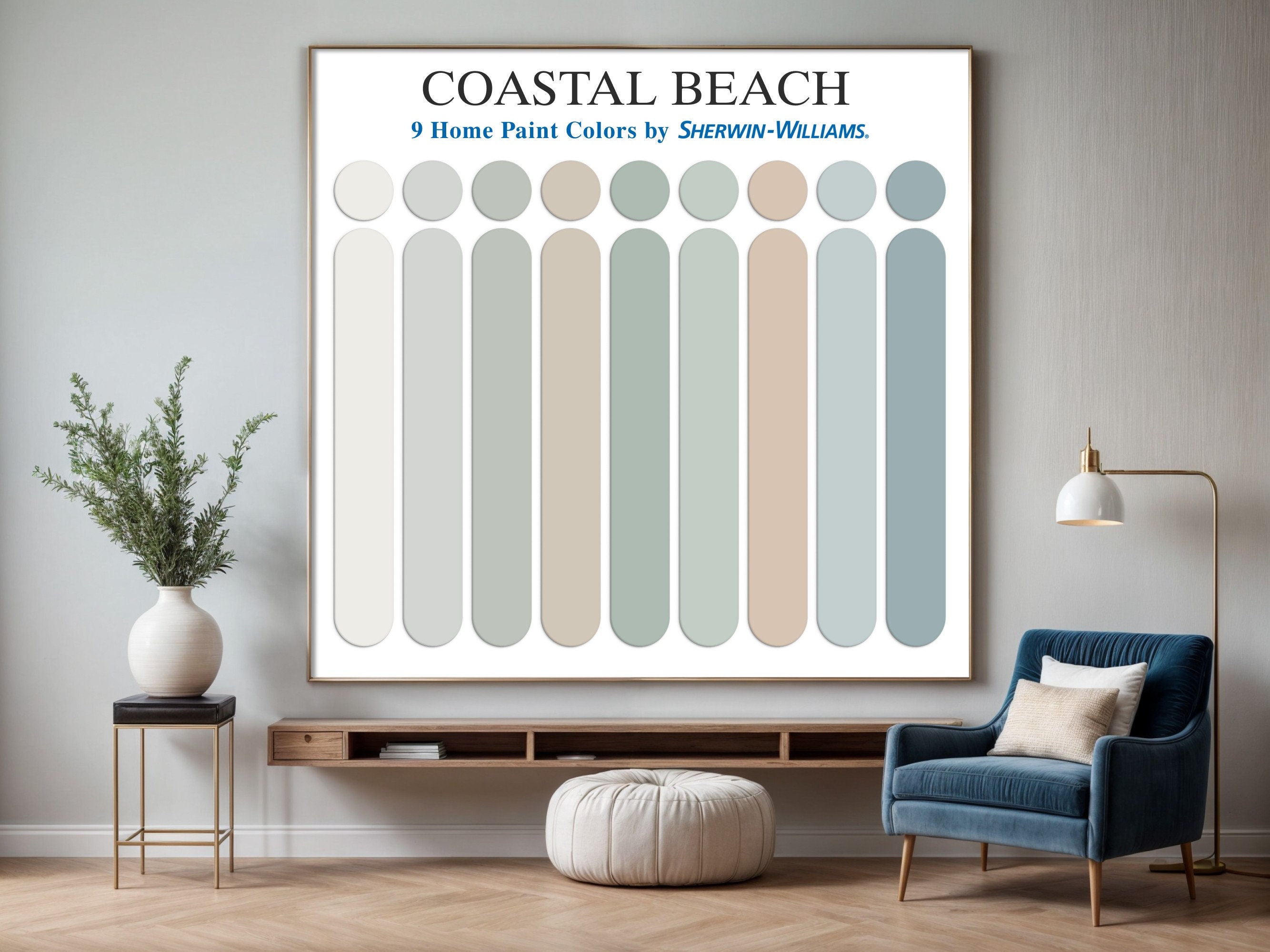 Coastal Beach Home Paint Palette, Sherwin Williams 2024 Inspired, Whole ...