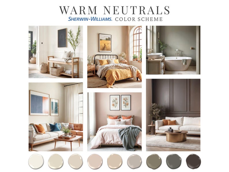 Warm Neutrals Home Paint Palette Sherwin Williams Complementary Whole ...