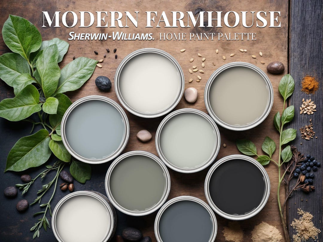 Modern Farmhouse Home Paint Palette, Sherwin Williams 2025 Inspired ...