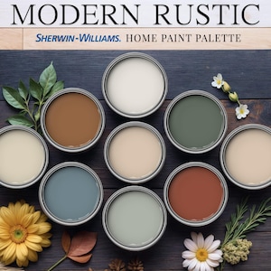 Modern Rustic Home Paint Palette Sherwin Williams Whole House Color Scheme Guide Interior Design Modern Farmhouse Vintage Cottage Country