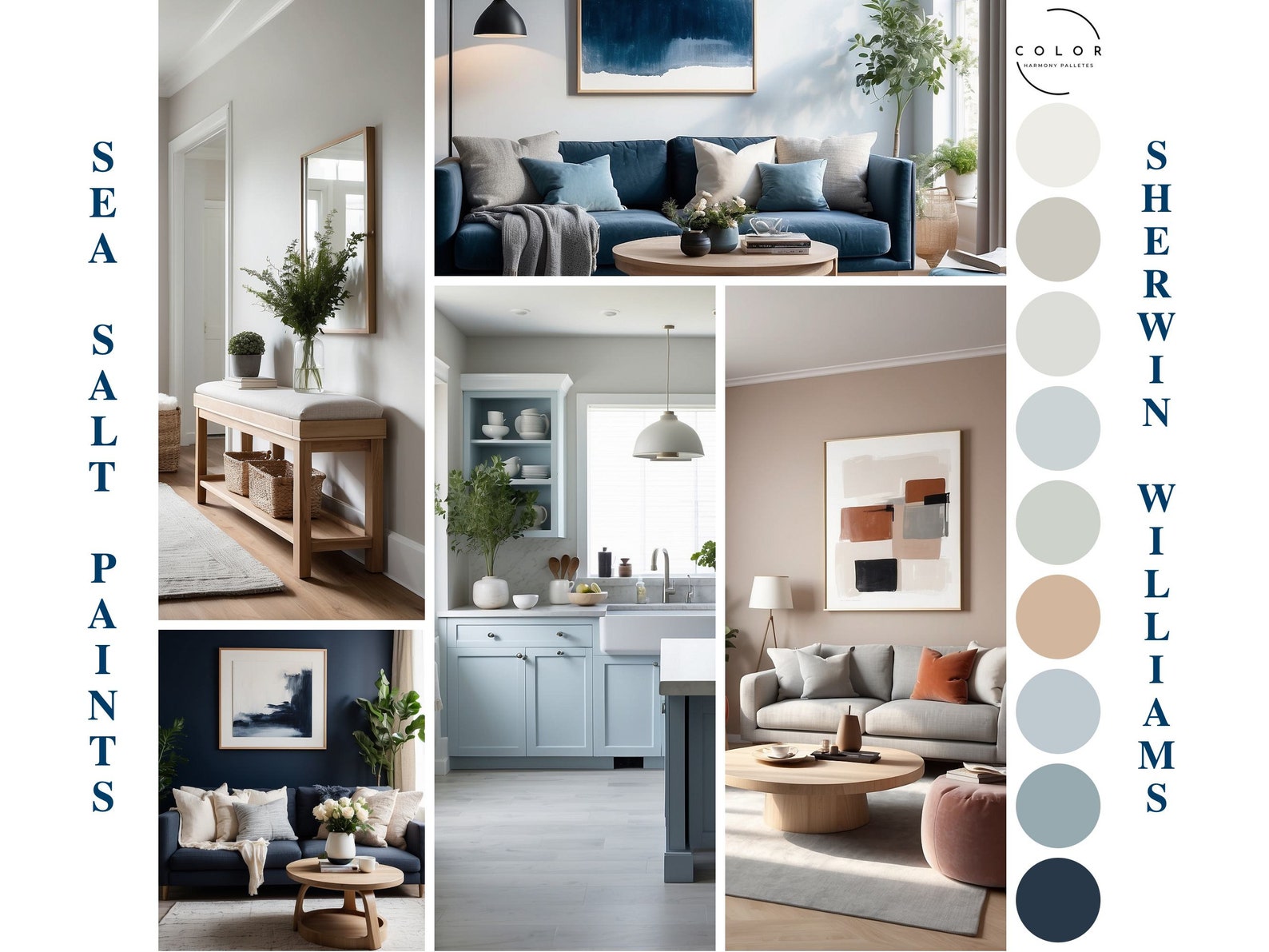 Curated visual reference: Gallery Detail: Sea Salt Home Paint Palette Sherwin Williams 2024 Inspired Whole