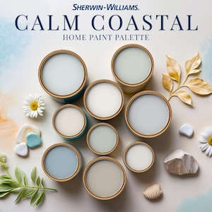 Calm Coastal Home Paint Palette Sherwin Williams Whole House Color Scheme Hues Trend Neutral Interior Paint Design Complementary Beach Vibes
