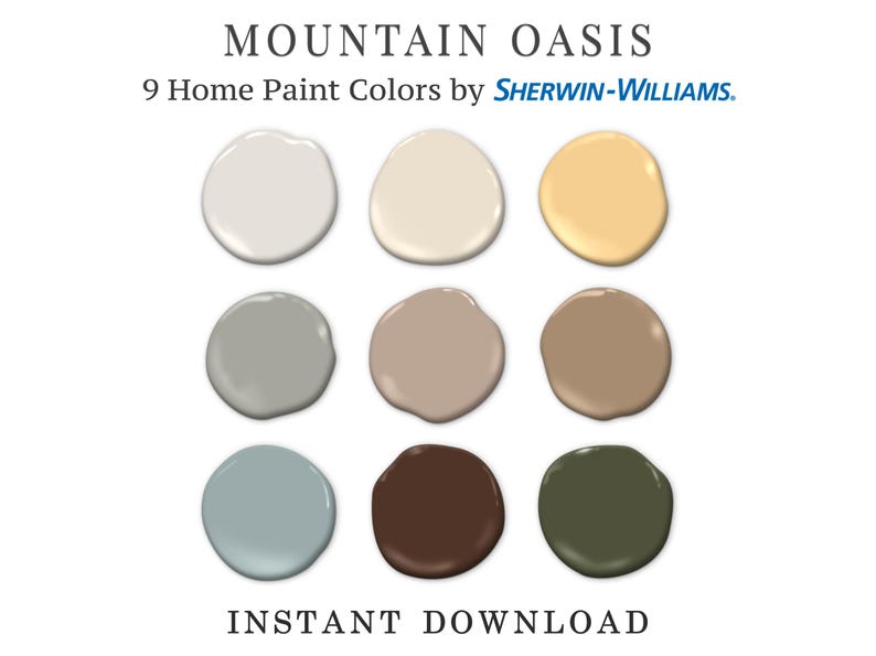 Mountain Oasis Home Paint Palette Colors Sherwin Williams Modern Neutral Warm Color Scheme Interior Wall Design Guide Cozy Farmhouse Cottage image 8