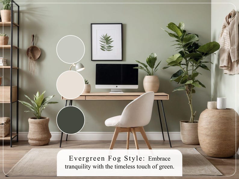 Evergreen Fog Home Paint Palette, Sherwin Williams 2024 Inspired, Whole House Color Scheme, Trend Interior Paint Design, Farmhouse & Cottage image 3
