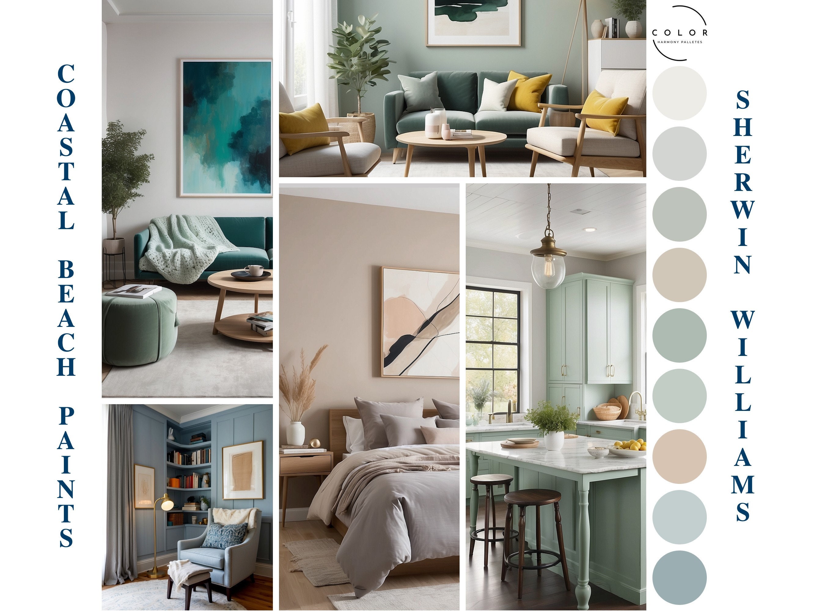 Coastal Beach Home Paint Palette Sherwin Williams Whole House Color ...