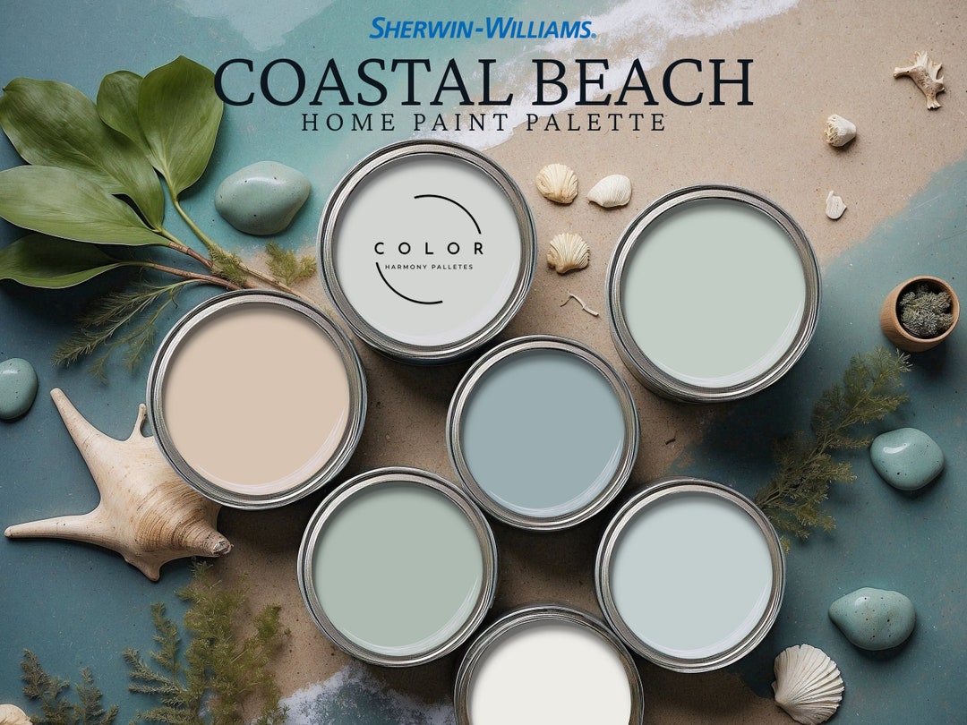 Coastal Beach Home Paint Palette Sherwin Williams Whole House Color ...