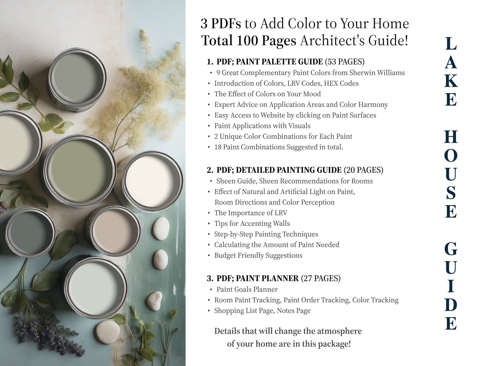 Lake House Home Paint Palette, Sherwin Williams 2024 Inspired, Whole ...