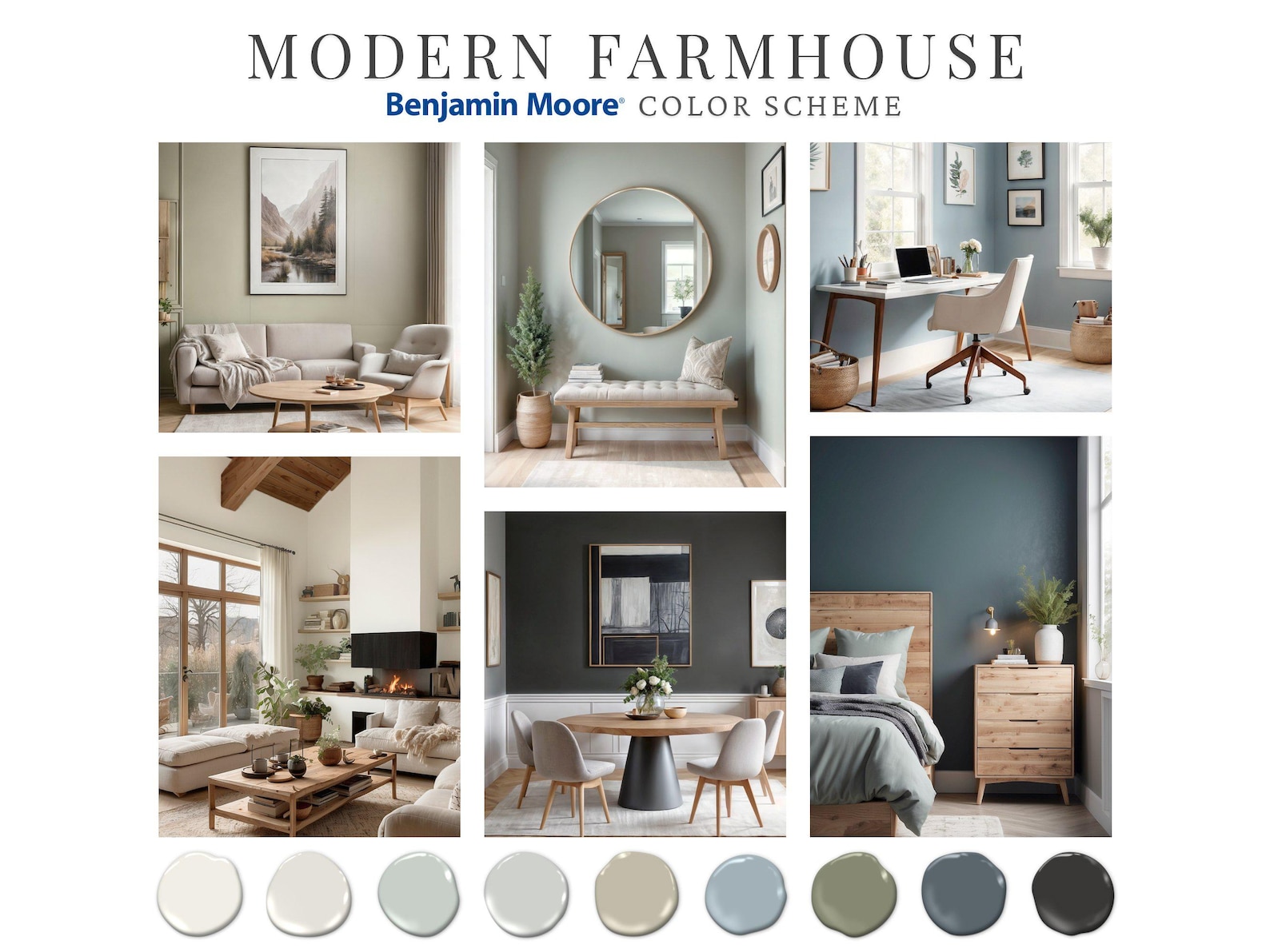 Modern Farmhouse Benjamin Moore Home Paint Palette Whole House Color ...