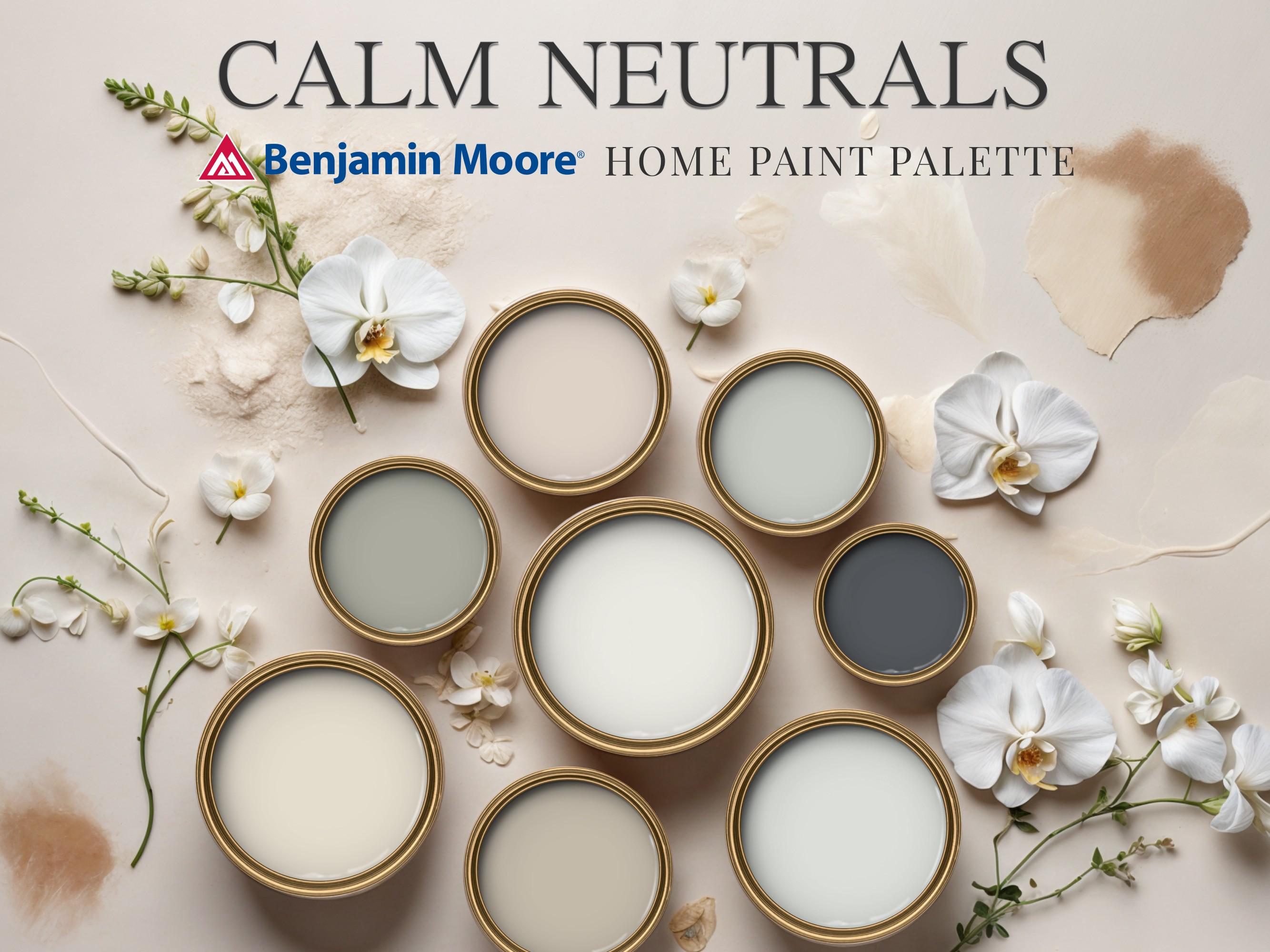 Calm Neutrals Benjamin Moore Home Paint Palette Whole House Wall Color Scheme Guide Interior Design Modern Farmhouse Calm Coastal Beach Hues