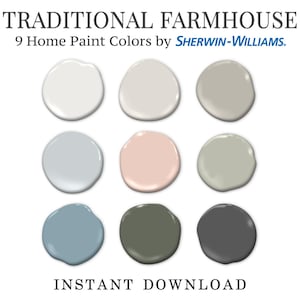 Traditional Farmhouse Home Paint Palette Sherwin Williams Whole House ...
