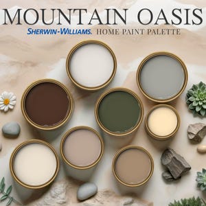 Mountain Oasis Home Paint Palette Colors Sherwin Williams Modern Neutral Warm Color Scheme Interior Wall Design Guide Cozy Farmhouse Cottage image 1