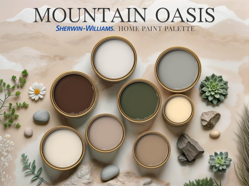 Mountain Oasis Home Paint Palette Colors Sherwin Williams Modern Neutral Warm Color Scheme Interior Wall Design Guide Cozy Farmhouse Cottage image 1