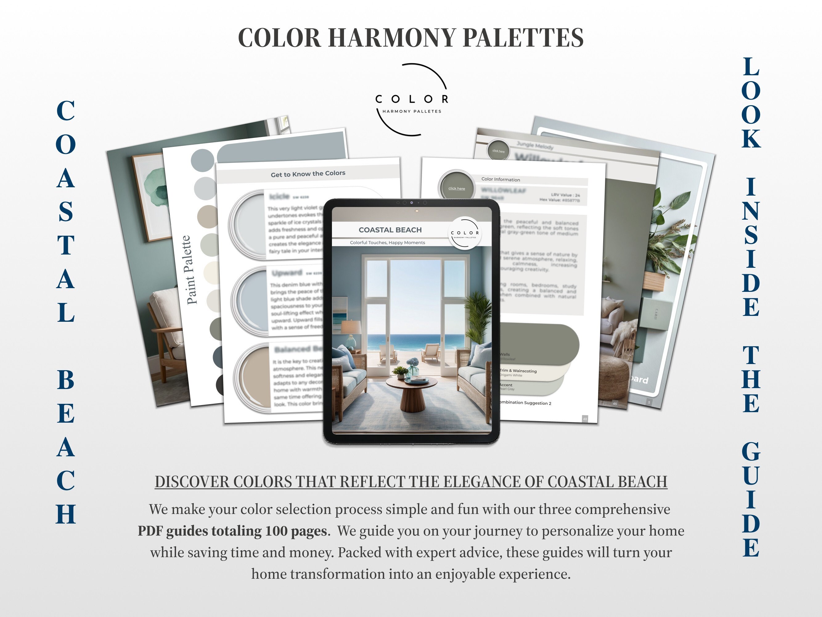 Coastal Beach Home Paint Palette, Sherwin Williams 2024 Inspired, Whole ...