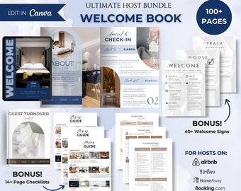 Modern Airbnb Welcome Book  | Airbnb Template | VRBO Guest Book | Short Term Rental Guest Book | House Manual Guidebook | Airbnb Signs | STR