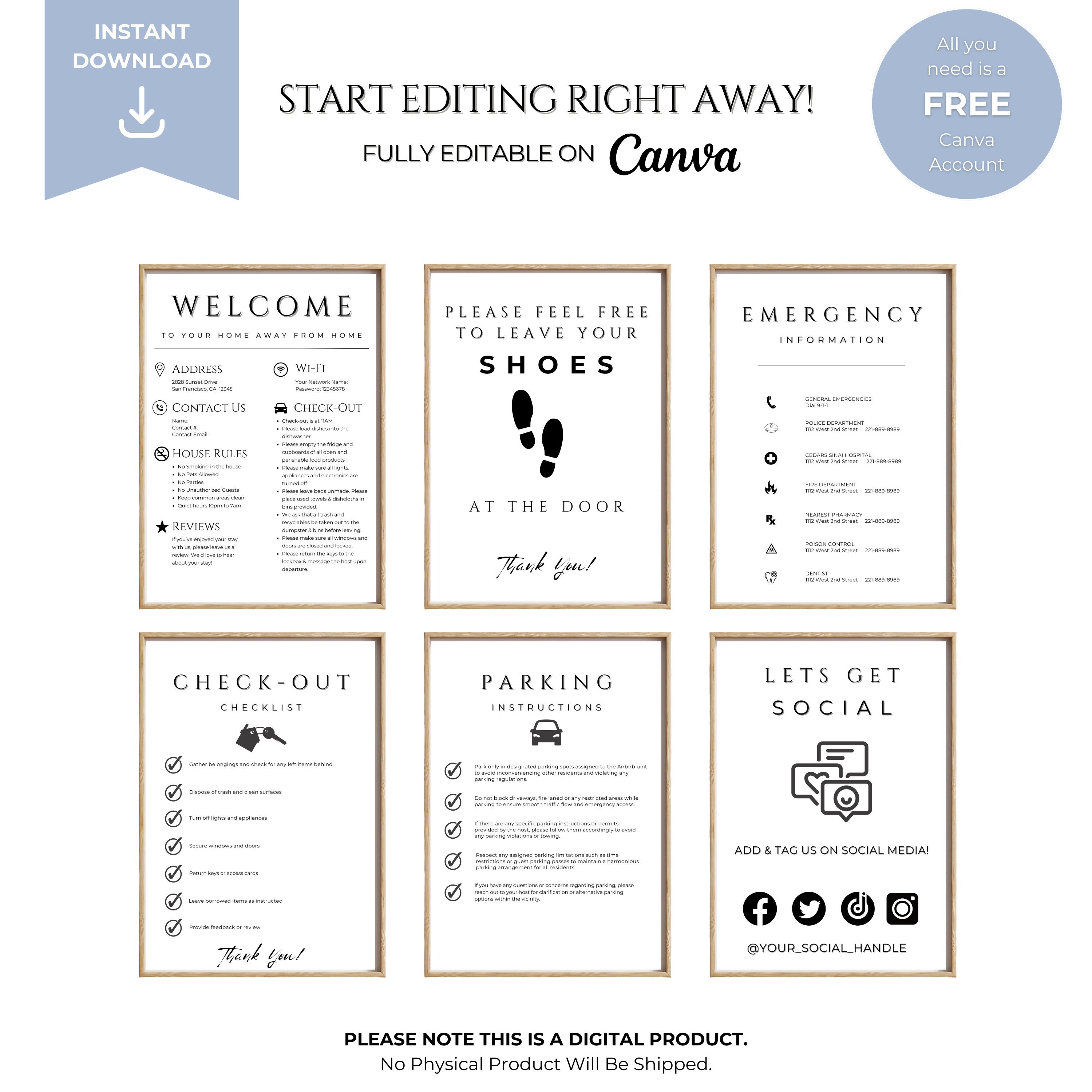 Airbnb Sign Bundle Template | Welcome Sign for Hosts | Vacation STR ...
