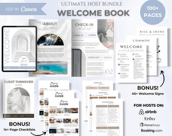 Airbnb Welcome Book Template | Printable Airbnb Guidebook | Short Term Rental Guest Book | Welcome Book Vacation Rental | Airbnb signs VRBO
